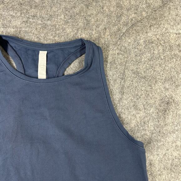Athleta Tank Top Womens Medium Ribbed Knit Blue Racerback Athletic - Picture 4 of 7